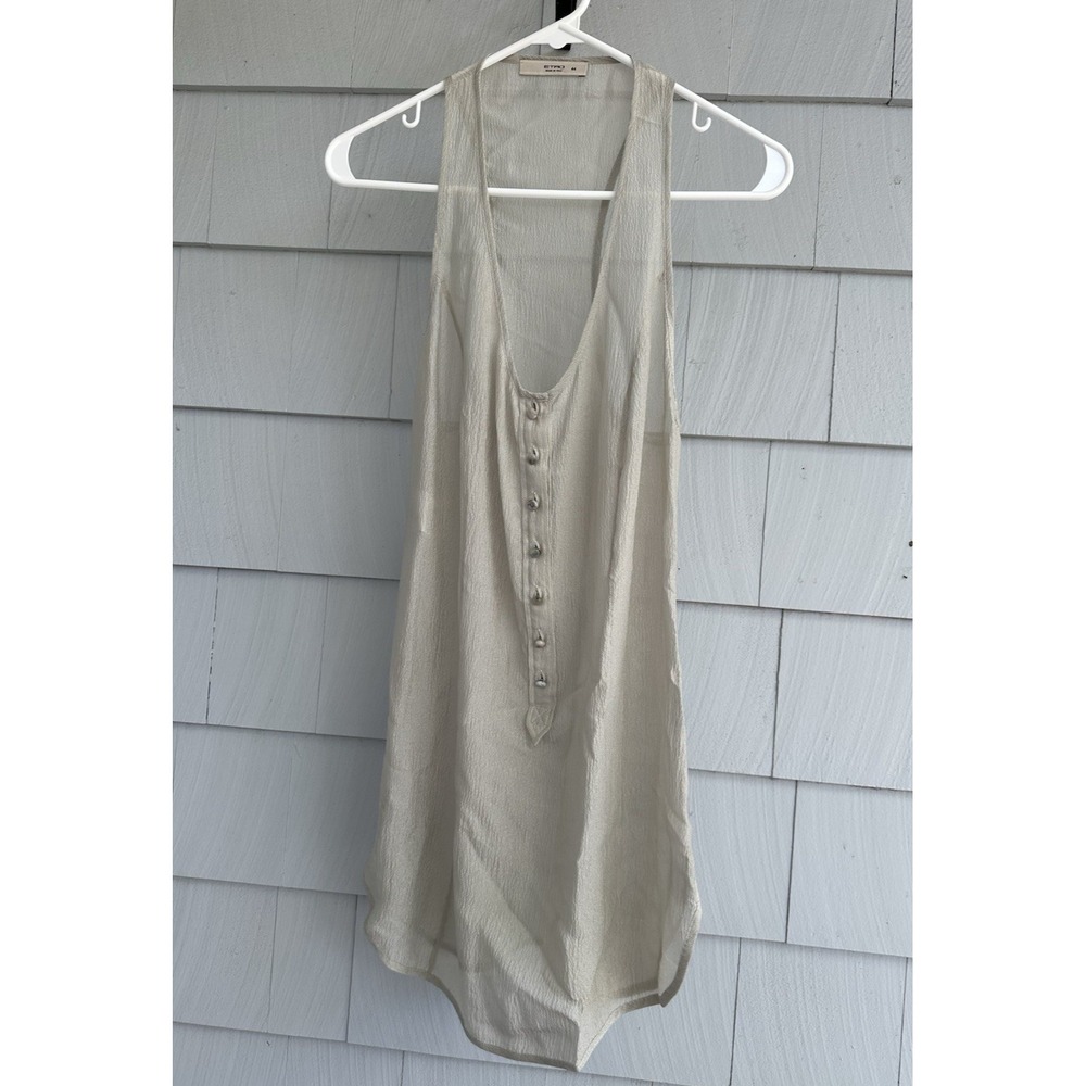 Etro 100% Silk Tank Top Beige Racerback Italy Size 44 (US Size 8) M Scoop Neck